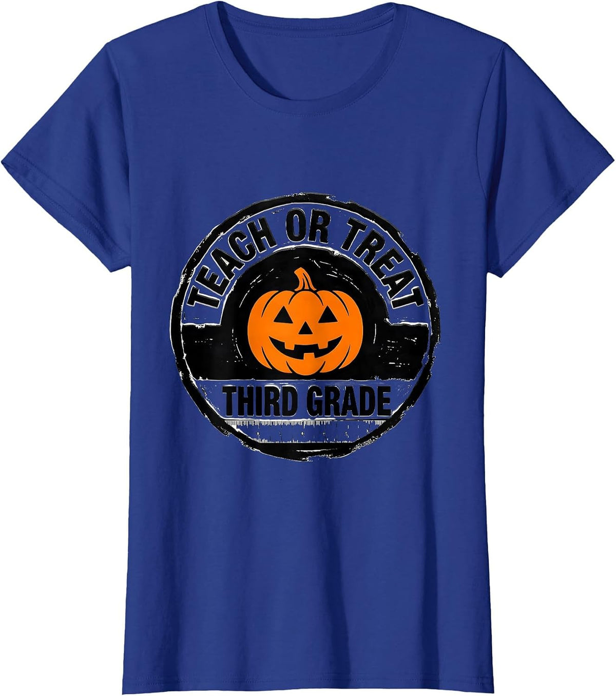 Women's Teach Or Treat Third Grade Funny Teacher Halloween Humor T-Shirt - Royal Blue