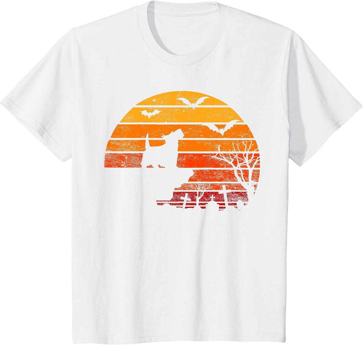 Retro Sunset Scottish Terrier Halloween Costume Dog Lover T-Shirt - White