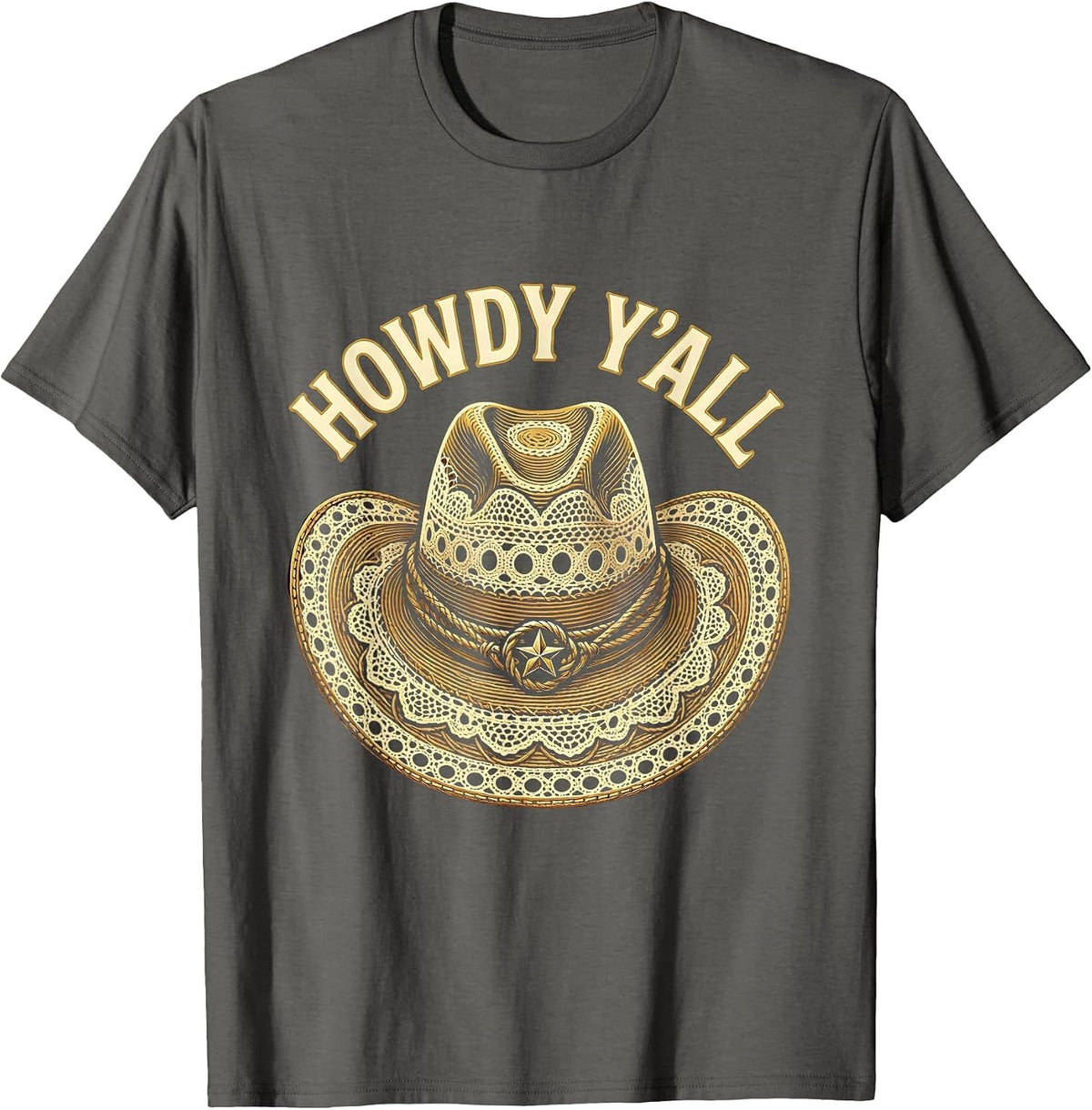 Men's Howdy Y'all Western Cowboy Graphic Design T-Shirt - Asphalt Grey