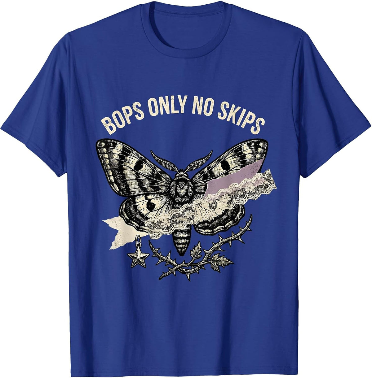 Men's Bops Only No Skips Kpop Music Fan Design T-Shirt - Royal Blue
