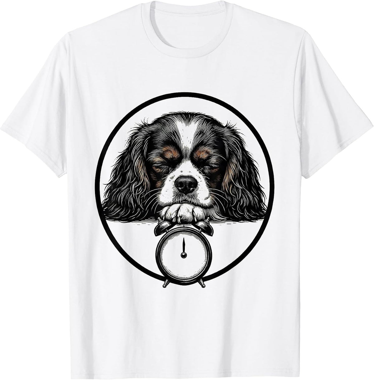 Men's Sleeping Cavalier King Charles Spaniel Funny Dog Lover T-Shirt - White