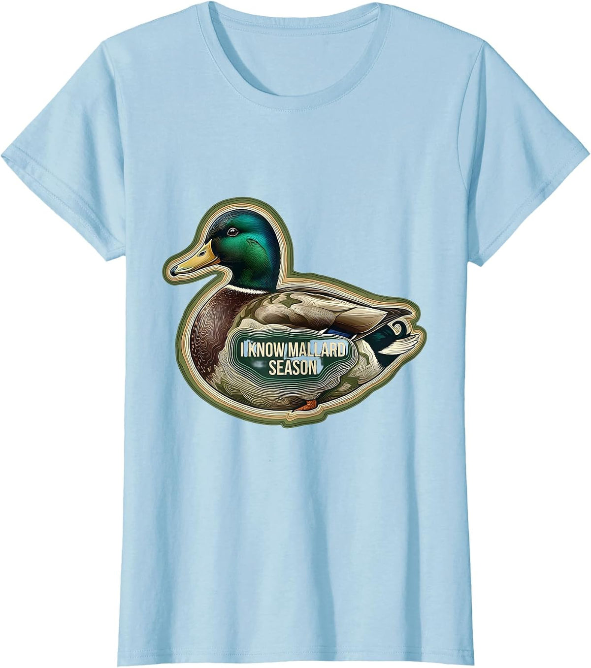 Women's I Know Mallard Season Topographic Contour Hunting Gift T-Shirt - Baby Blue