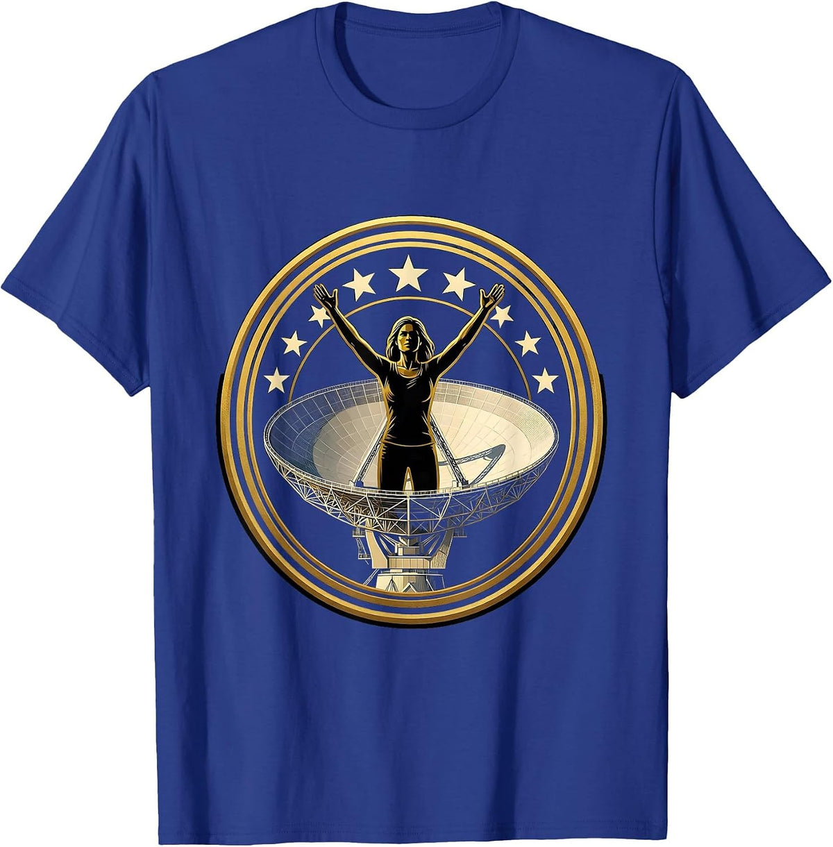 Puerto Rico Arecibo Observatory Night Silhouette T-Shirt - Royal Blue