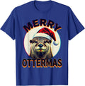Merry Ottermas Risograph Otter Lover Christmas Humor T-Shirt - Royal Blue