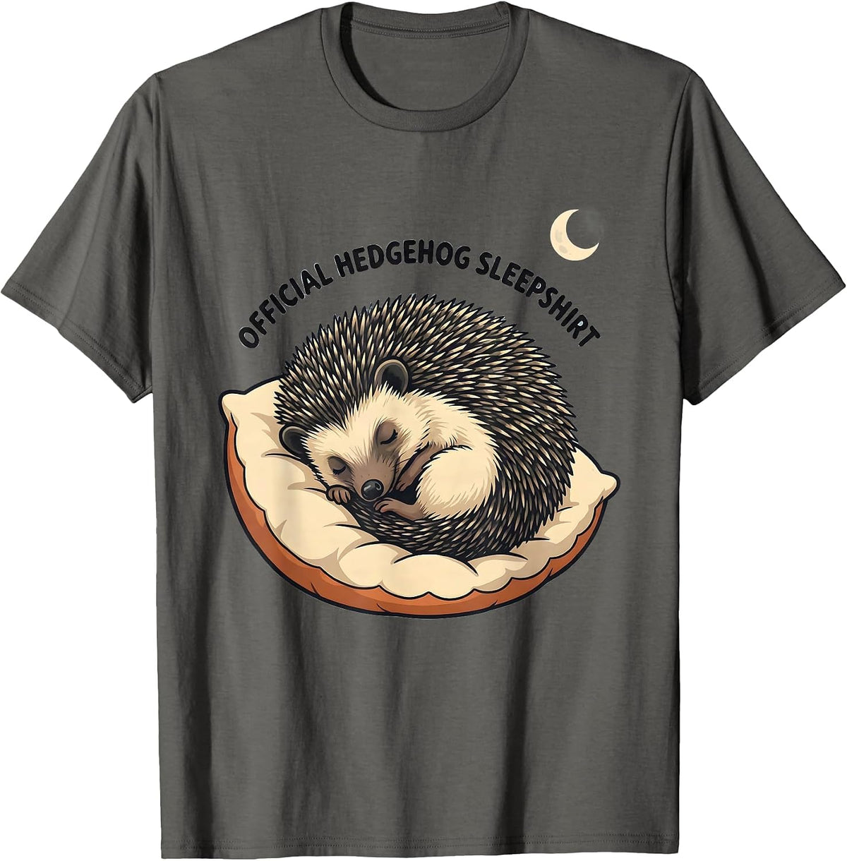 Men's Official Hedgehog Sleepshirt Cute Animal Lover Loungewear T-Shirt - Asphalt Grey