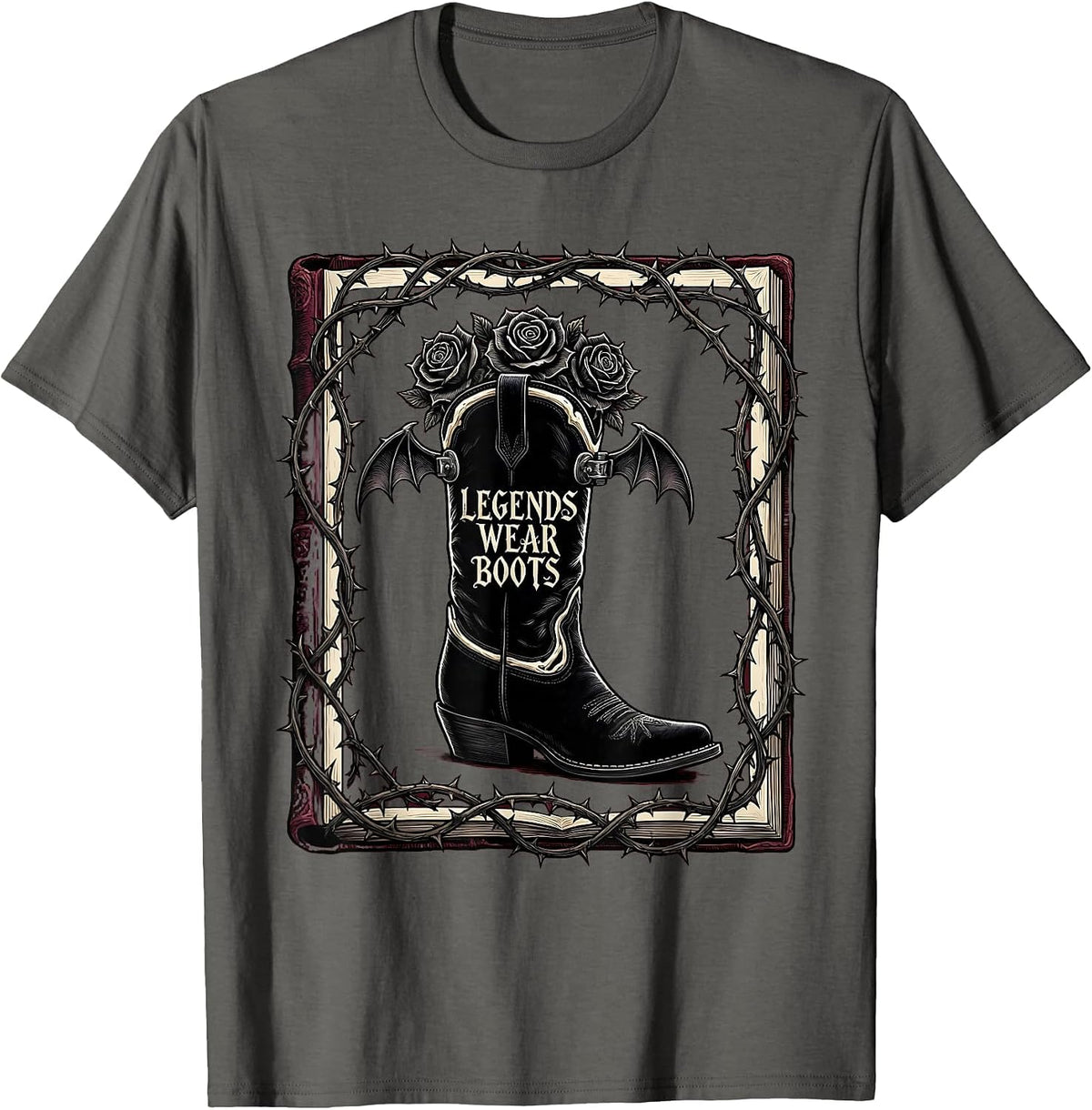 Men's Legends Wear Boots Cowboy Graphic Design T-Shirt - Asphalt Grey