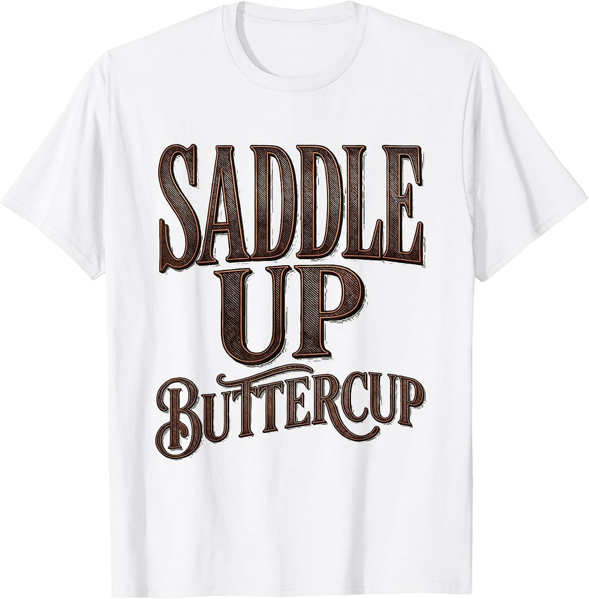 Men's Saddle Up Buttercup Cowgirl Western Design T-Shirt - White