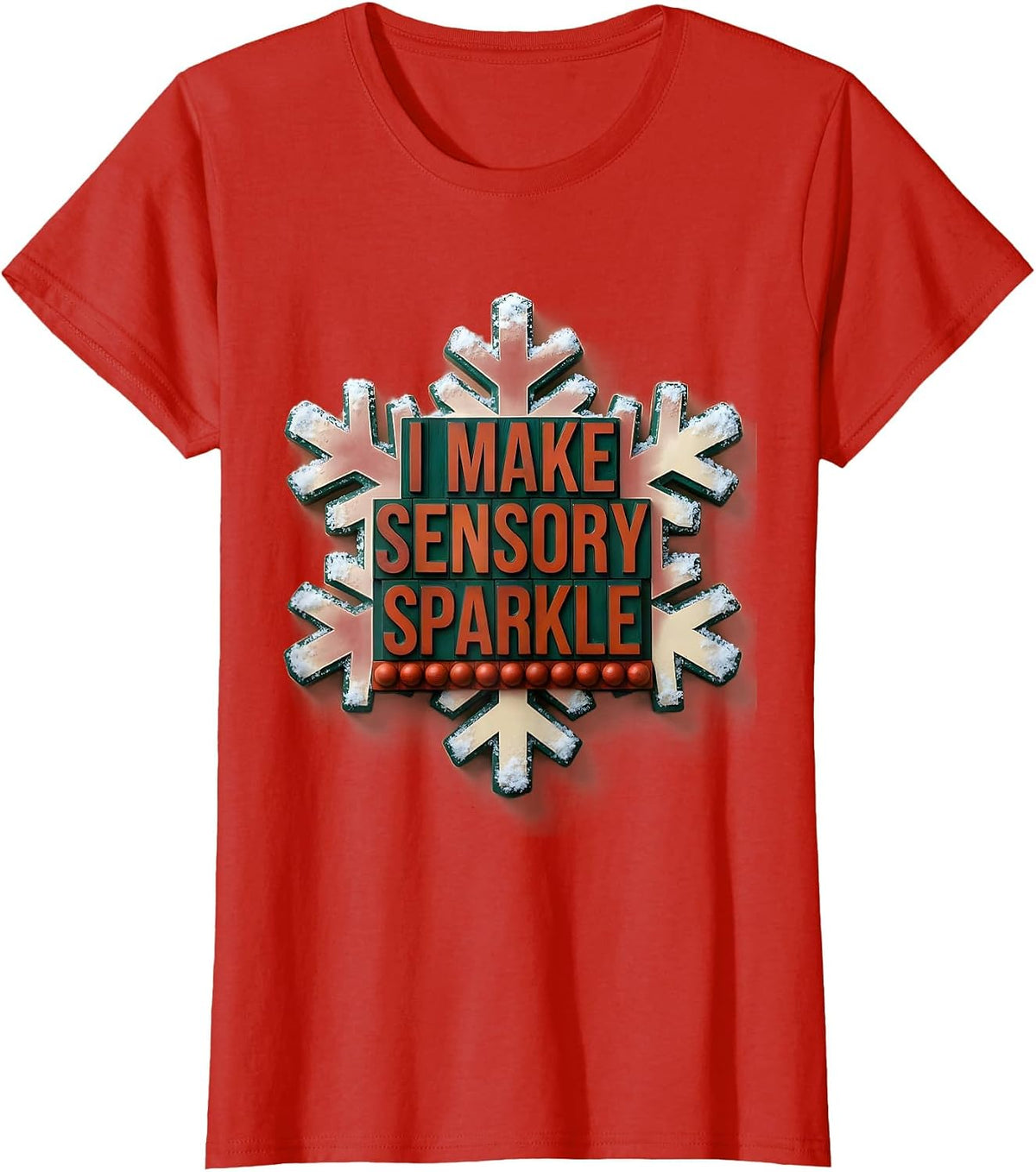 Women's I Make Sensory Sparkle Occupational Therapy Christmas T-Shirt - Red