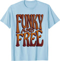 Men's Funky and Free 70s Retro Groove Design T-Shirt - Baby Blue