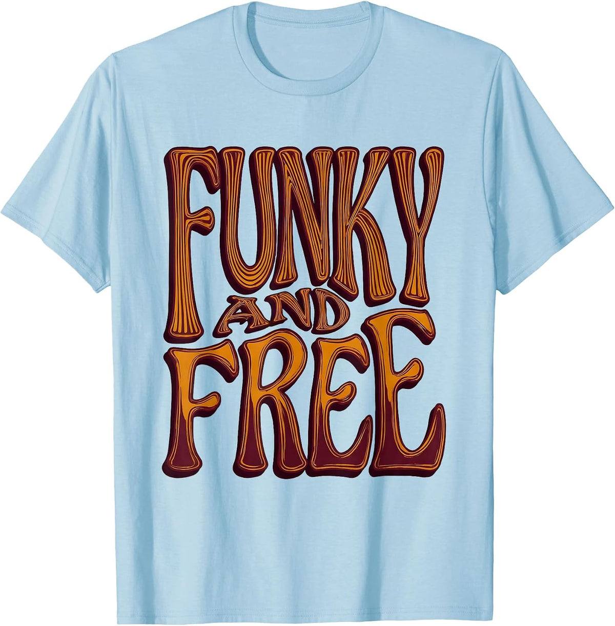 Men's Funky and Free 70s Retro Groove Design T-Shirt - Baby Blue