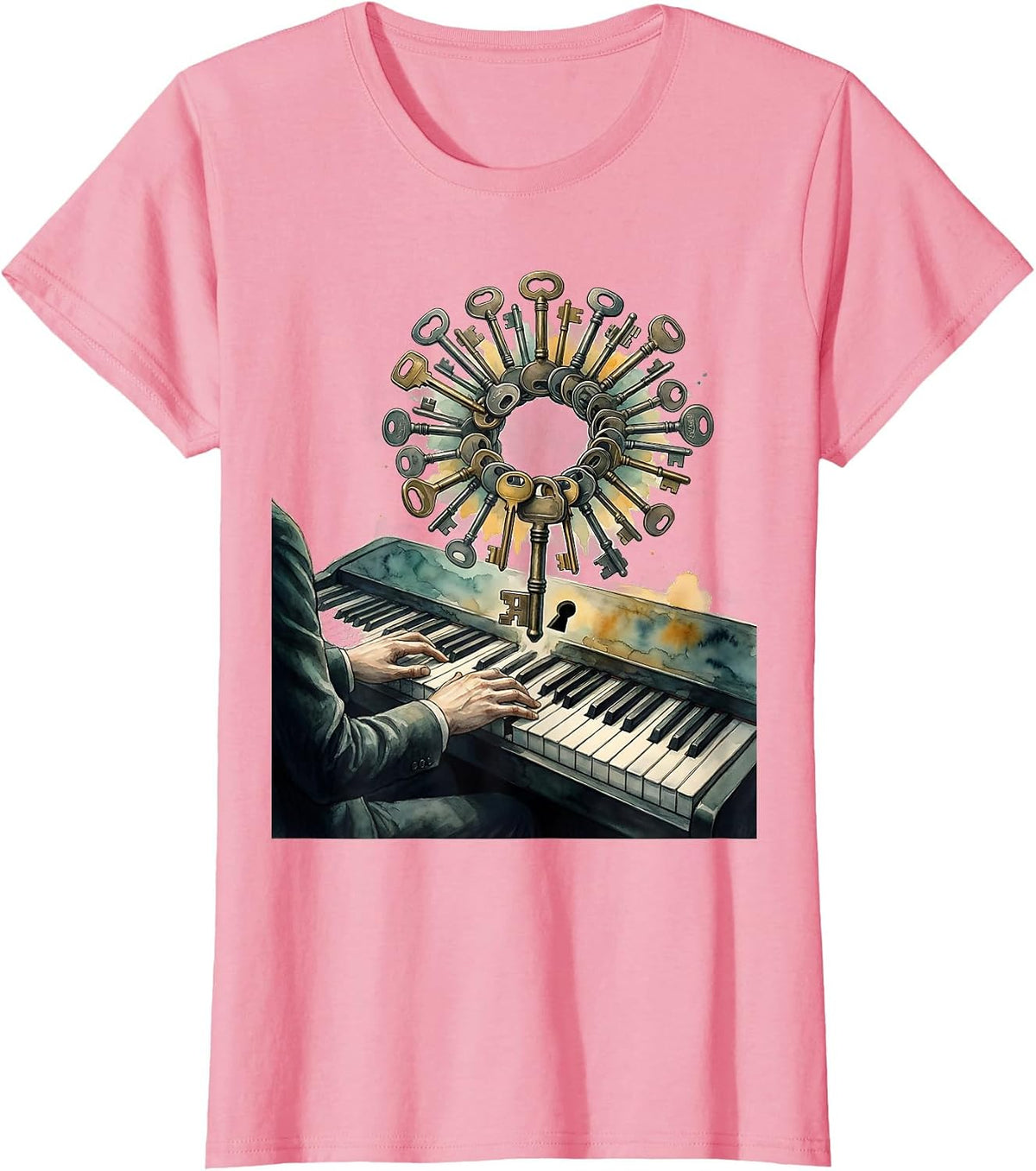 Women's Pianist Keyboard Humor Gift Music Lover T-Shirt - Pink