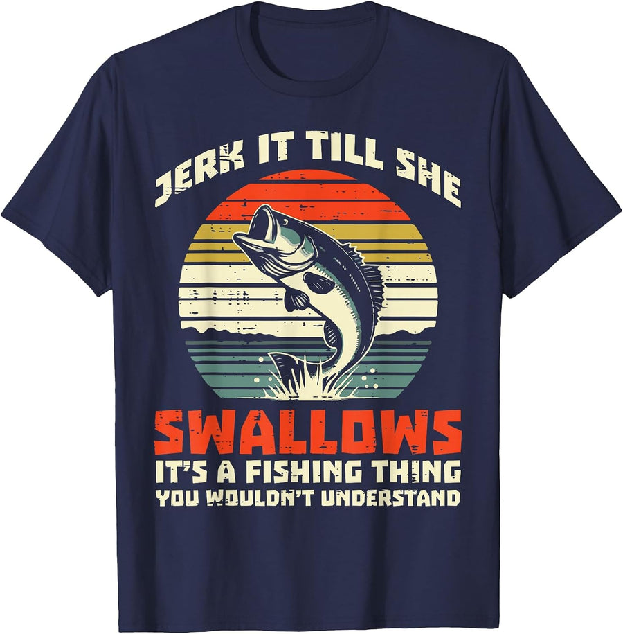 Fishing Thing Funny Humor Joke Fisherman Fish Bass Dad Men T-Shirt - Navy Blue