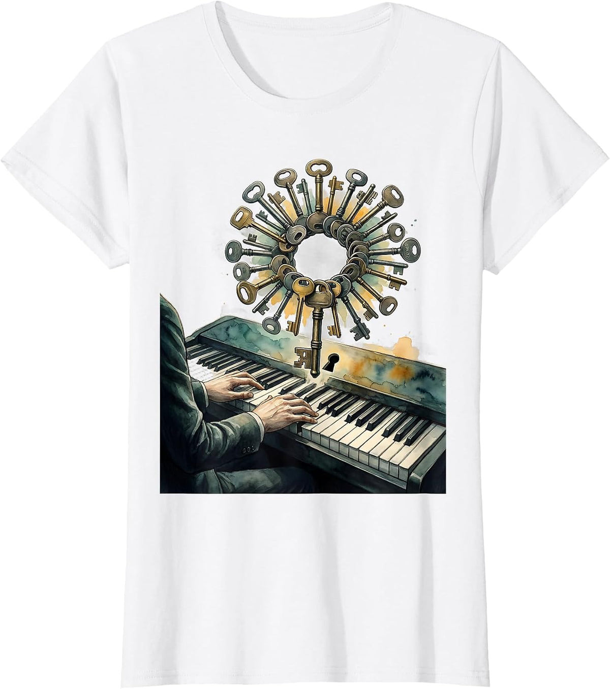 Women's Pianist Keyboard Humor Gift Music Lover T-Shirt - White