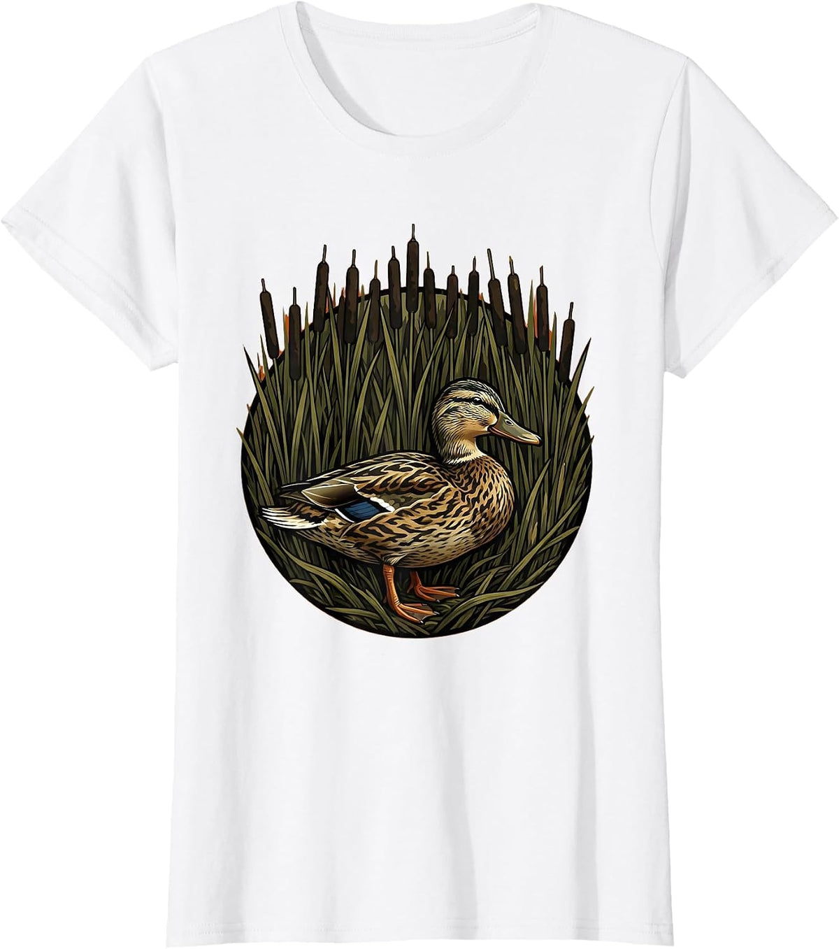 Camo Duck Hunter in Reeds Graphic T-Shirt - White