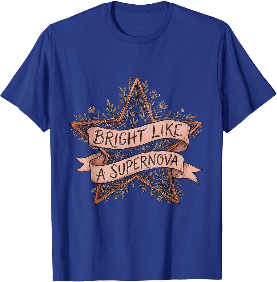 Bright Like a Supernova Cosmic Star Design T-Shirt - Royal Blue