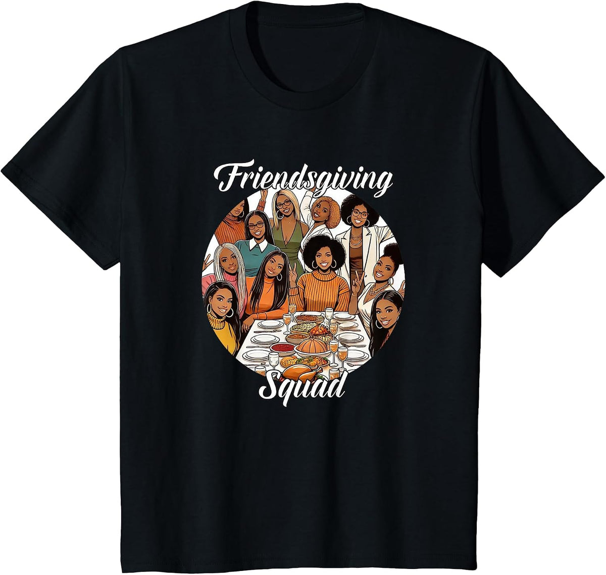 Black Friendsgiving Squad Thanksgiving African American T-Shirt - Black