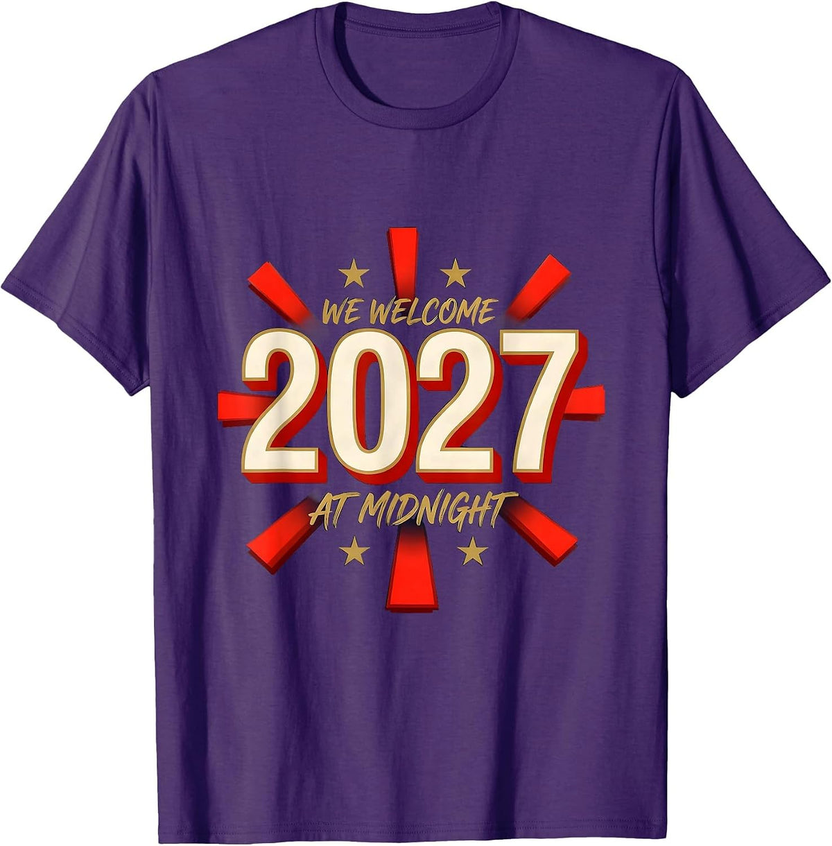 Men's We Welcome 2027 At Midnight Festive Family Matching Party T-Shirt - Purple