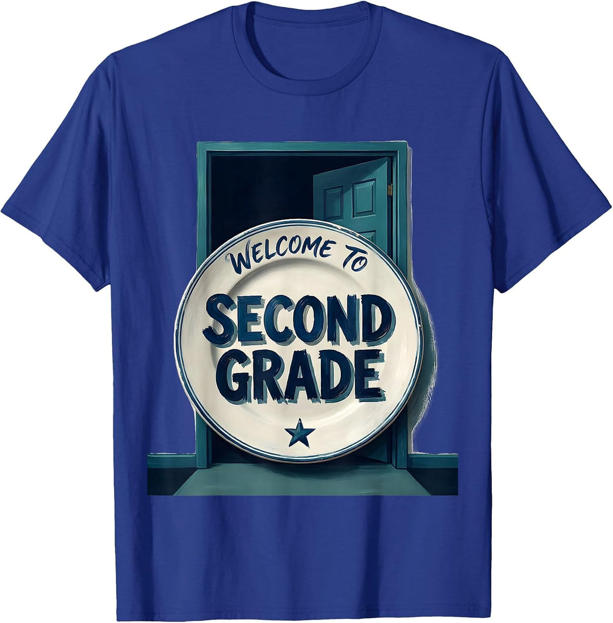 Men's Welcome to Second Grade Cheerful Back to School Pennant Flag T-Shirt - Royal Blue