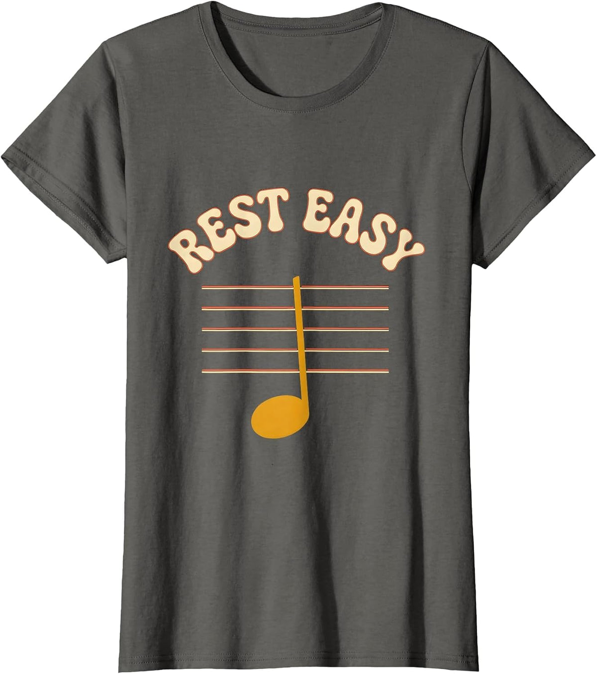 Women's Rest Easy Retro 70s Funny Music Lover Pianist Gift T-Shirt - Asphalt Grey