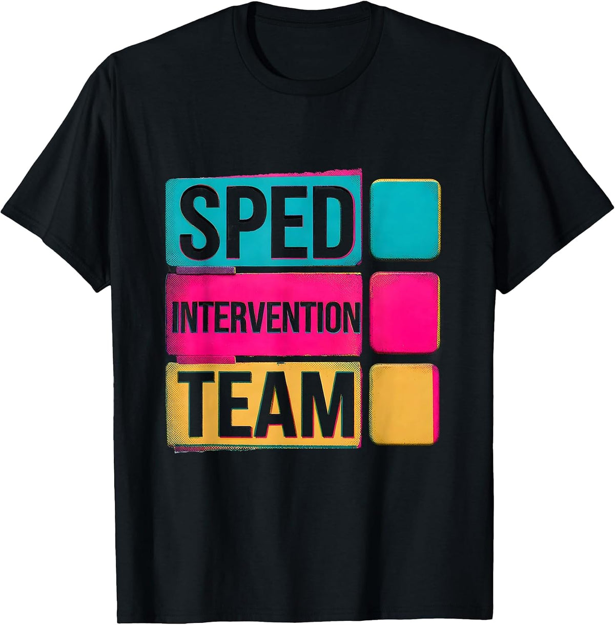 Men's SPED Intervention Team Risograph Special Education Teacher T-Shirt - Black