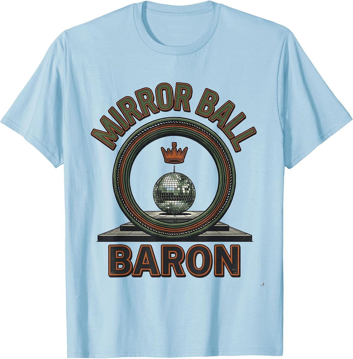 Men's Mirror Ball Baron Vintage Retro 70s Disco Party Costume T-Shirt - Baby Blue