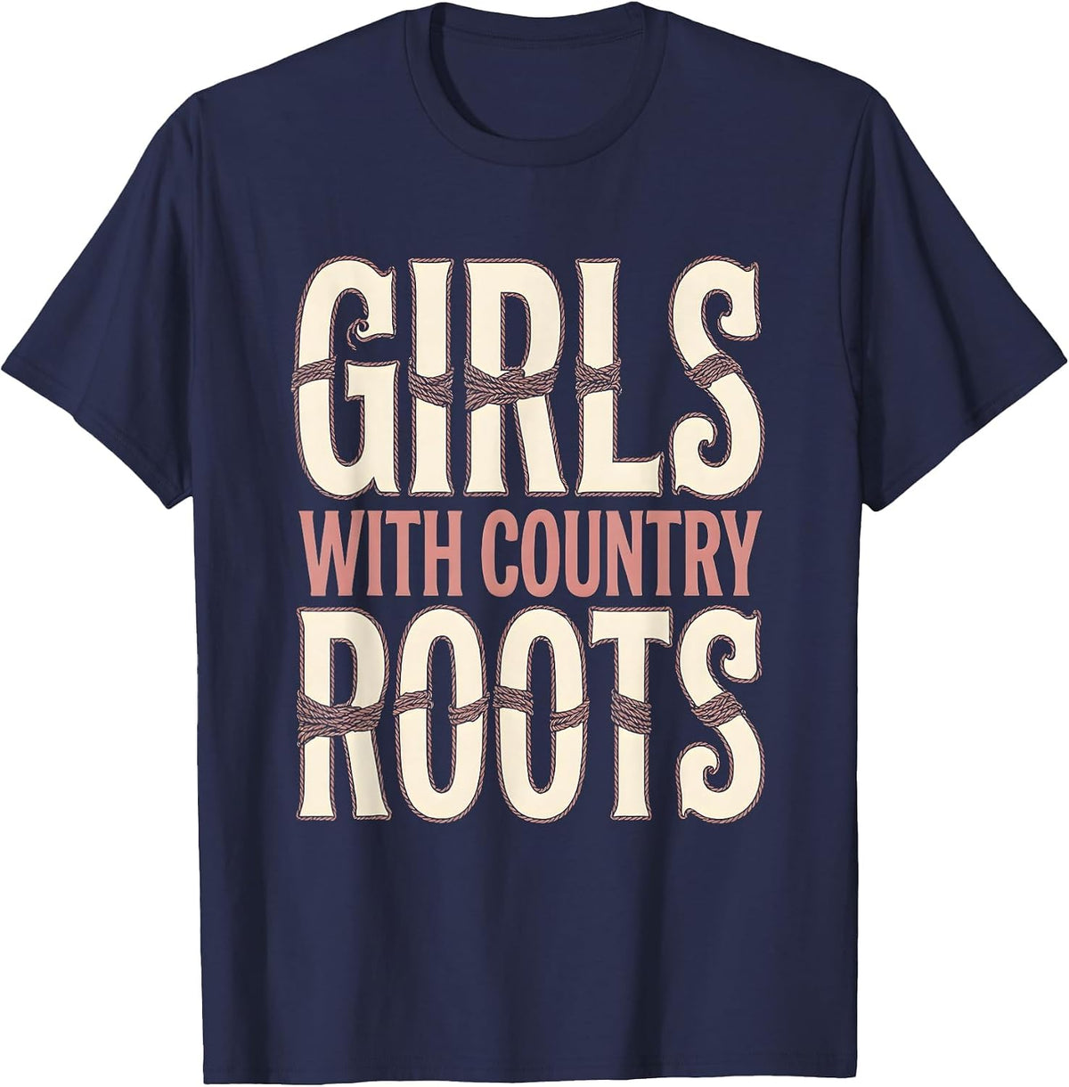 Girls With Country Roots 90s Country Music Design T-Shirt - Navy Blue
