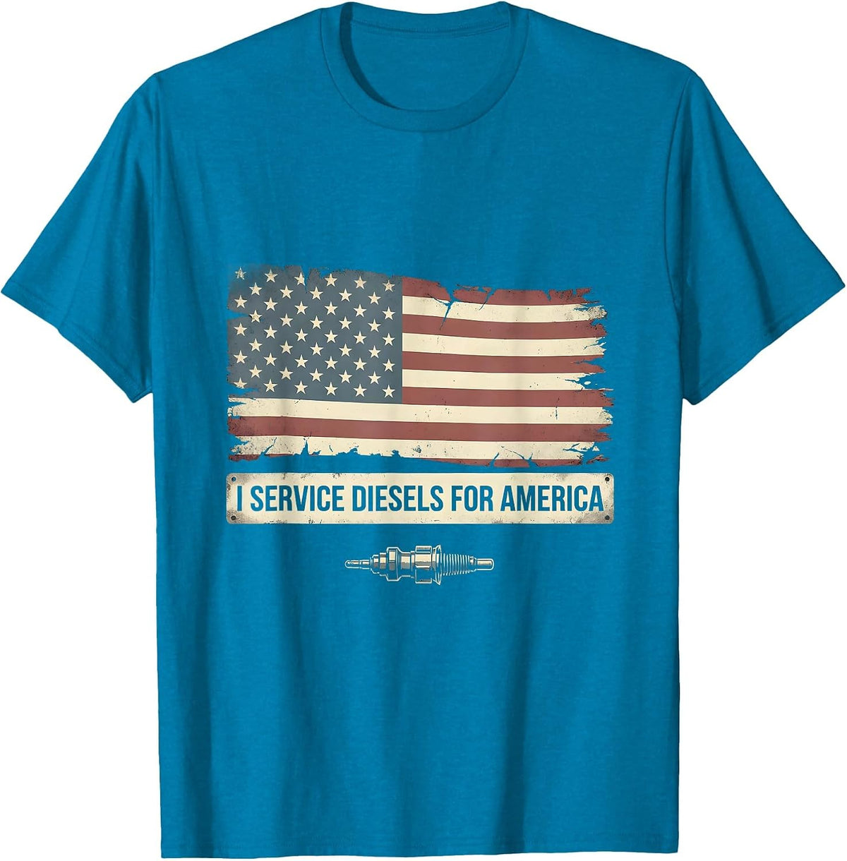 I Service Diesels For America Patriotic Diesel Mechanic T-Shirt - Sapphire Blue