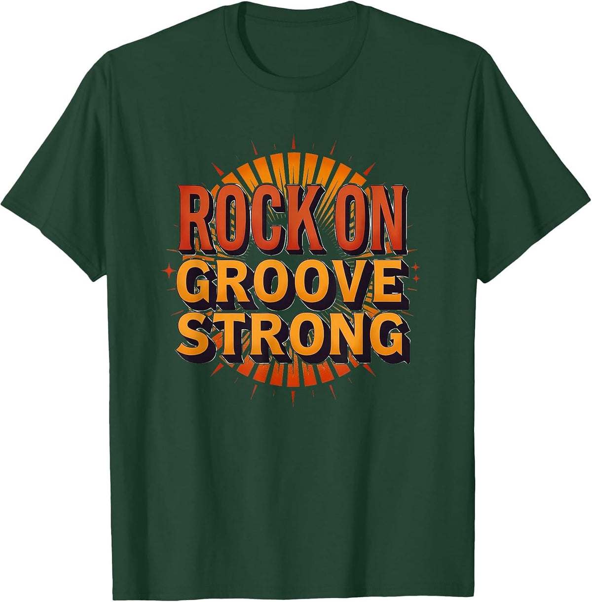Rock On I Got A Born 2 Rock Groove Strong Retro 70s Design T-Shirt - Dark Green