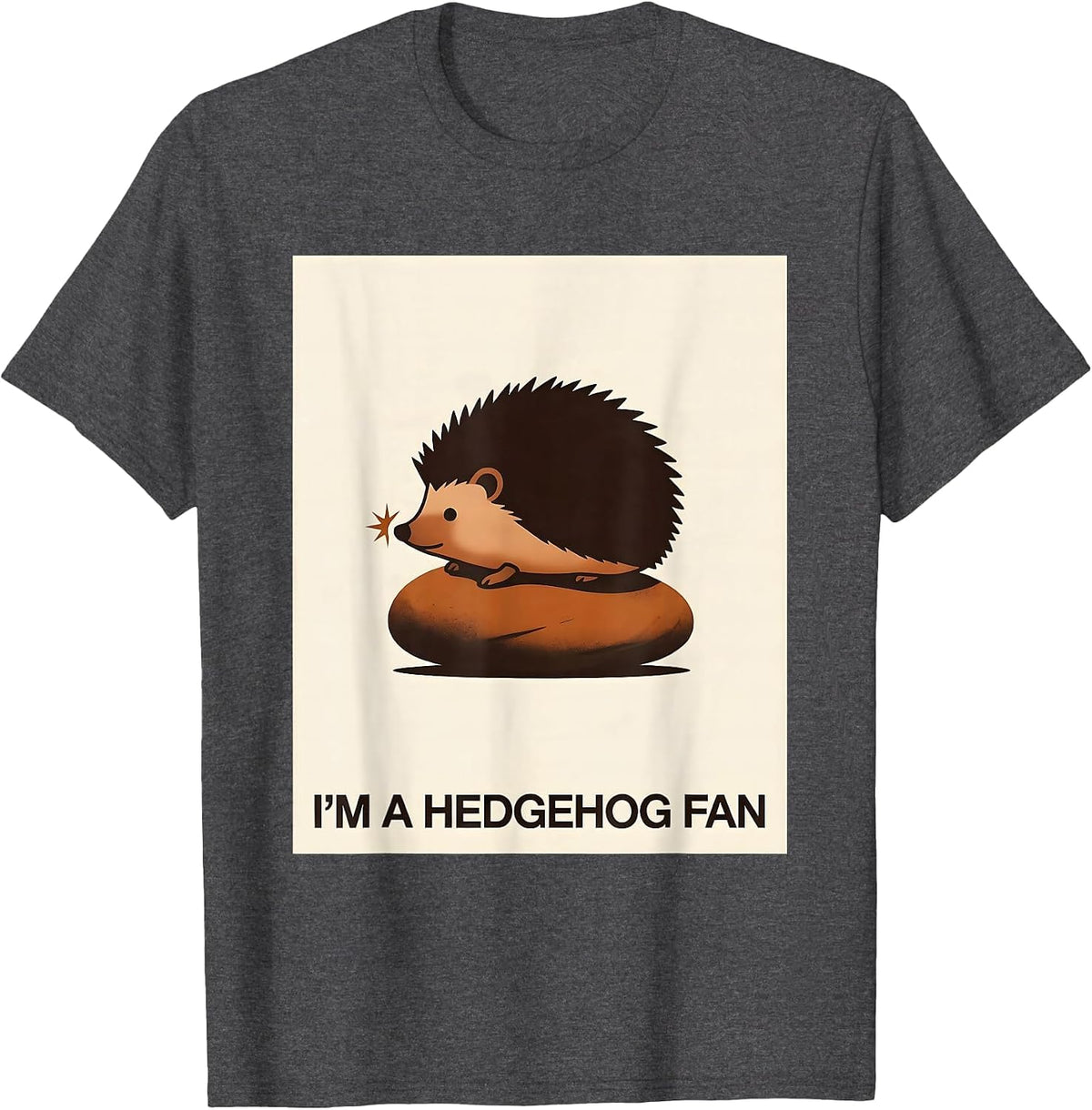 I'm A Hedgehog Fan Cute Hedgehog Lover Minimalist Animal Art T-Shirt - Dark Heather Grey
