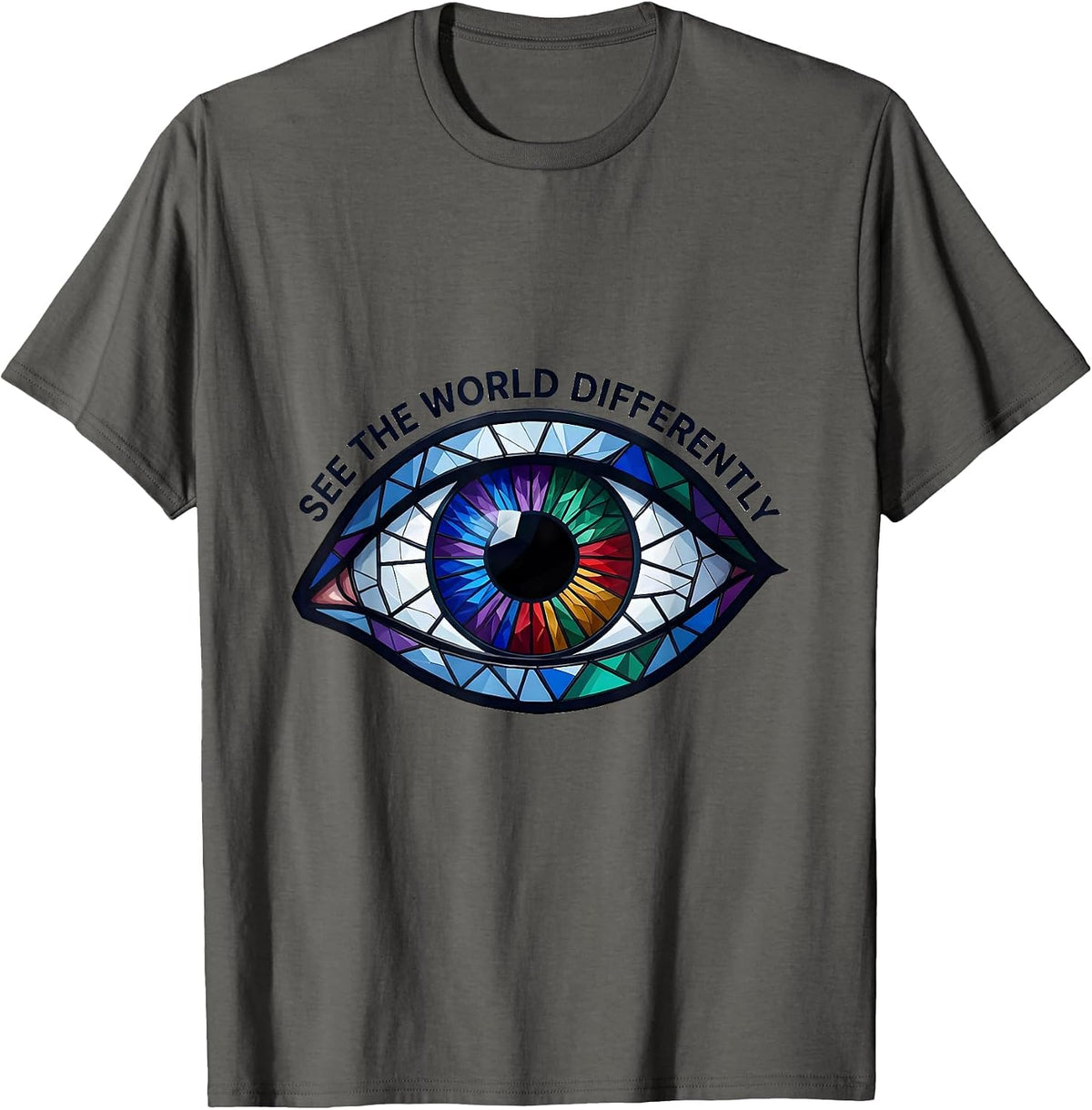 Men's See the World Differently Autism Awareness Design T-Shirt - Asphalt Grey
