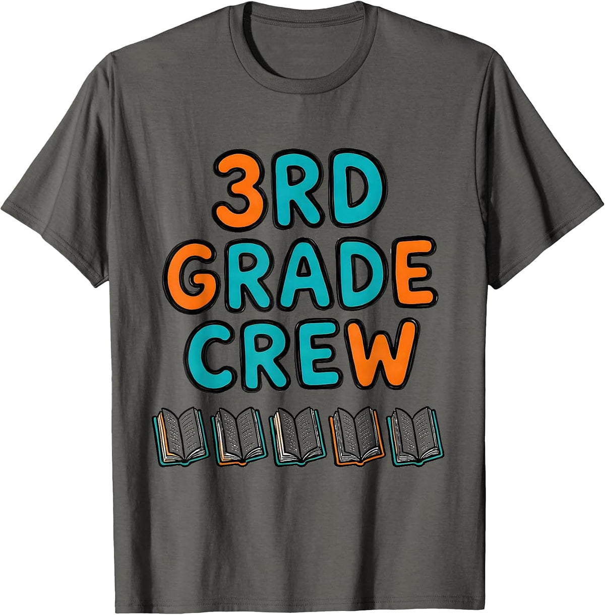 Men's 3rd Grade Crew Funny Teacher Back To School Grade-Level Team T-Shirt - Asphalt Grey