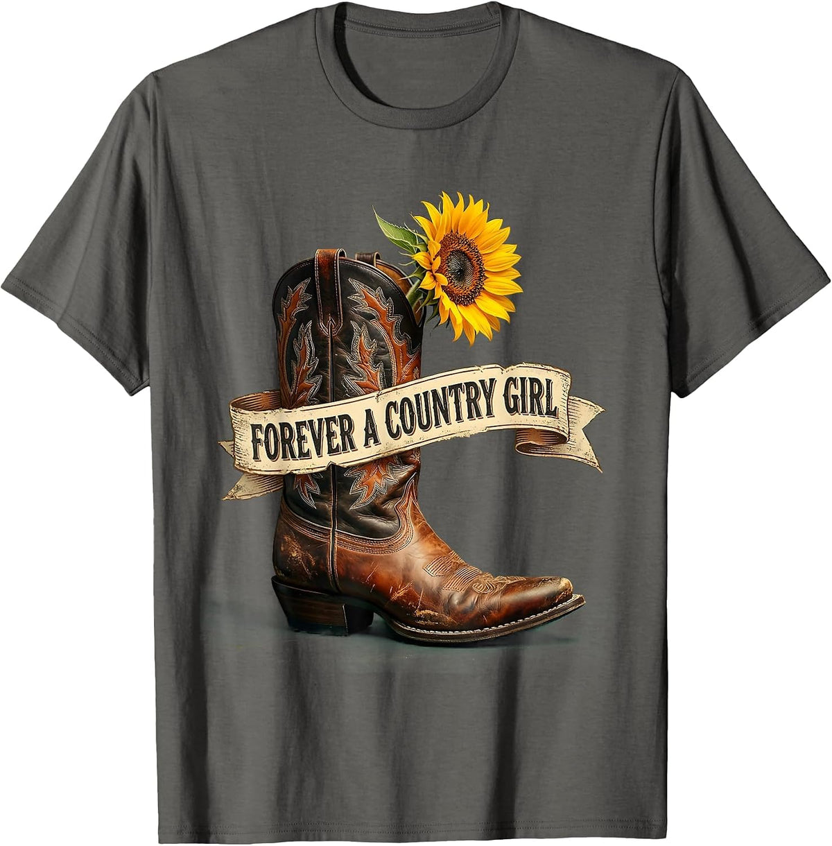 Forever A Country Girl 90s Country Music Design T-Shirt - Asphalt Grey