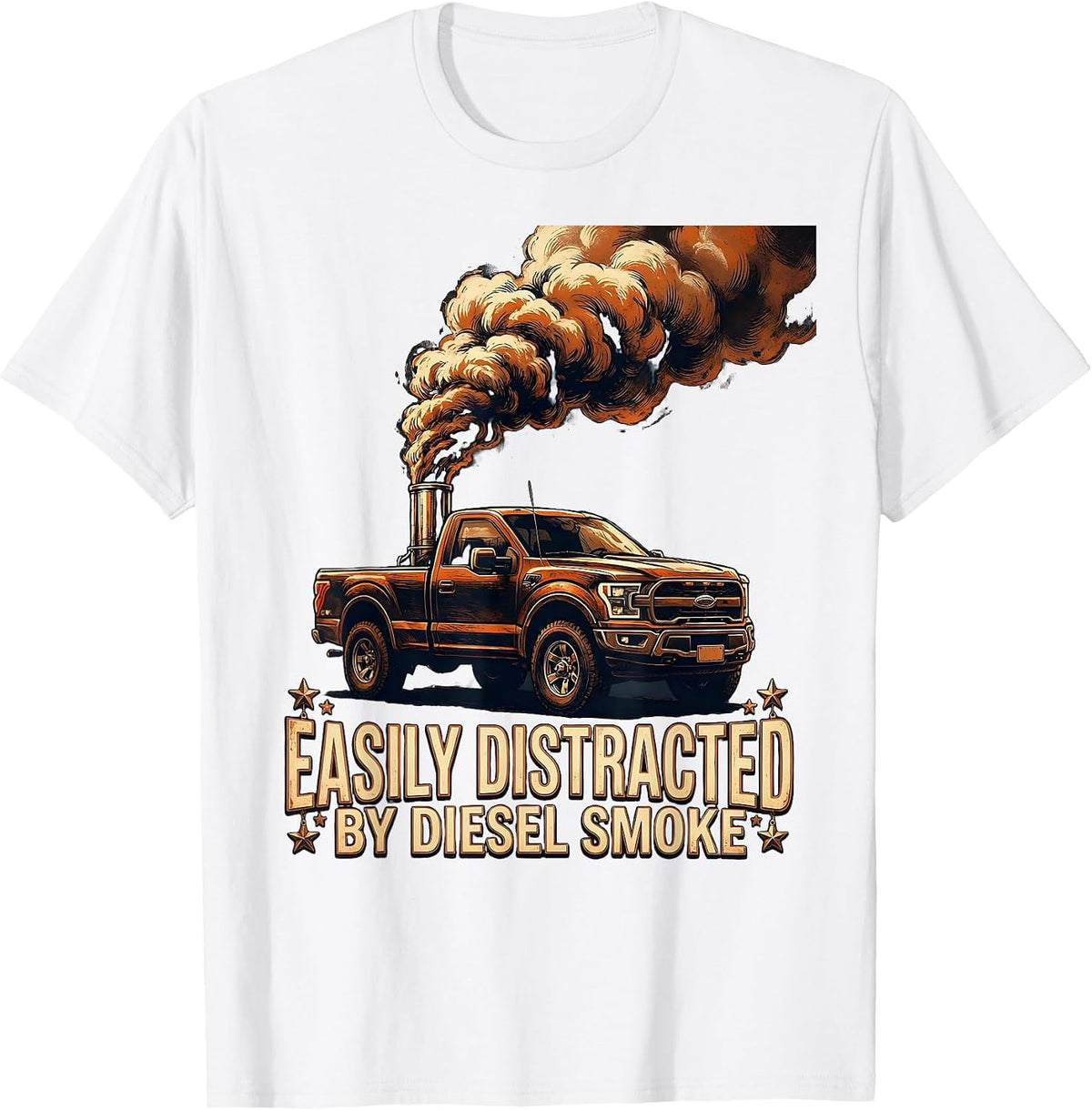 Men's Easily Distracted By Diesel Smoke Funny Trucker Diesel T-Shirt - White