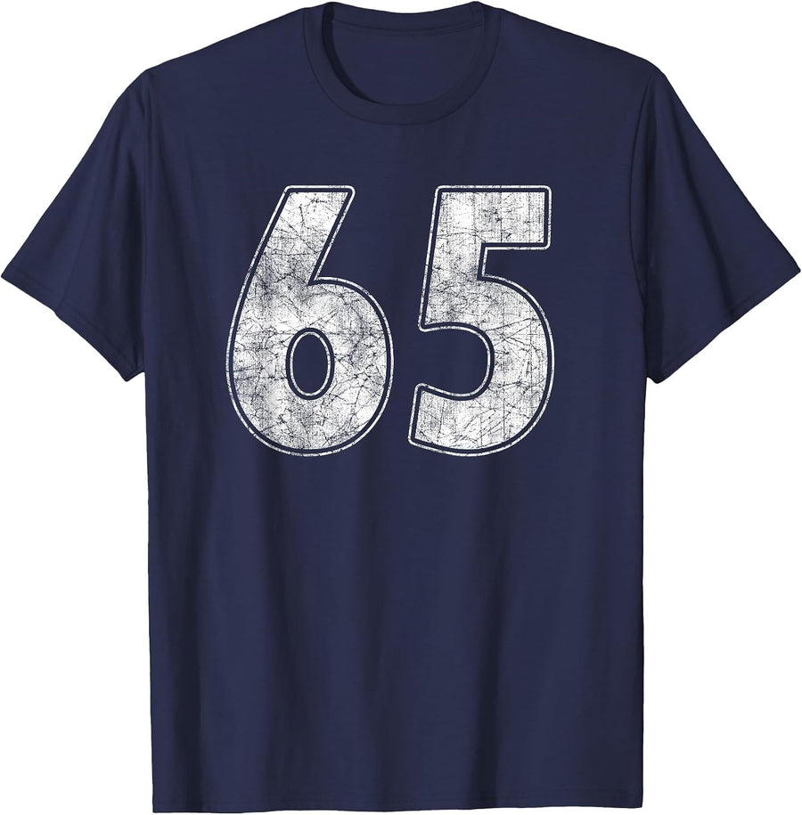 #65 Jersey Number 65 Uniform Biggest Fan Favorite Player T-Shirt - Navy Blue