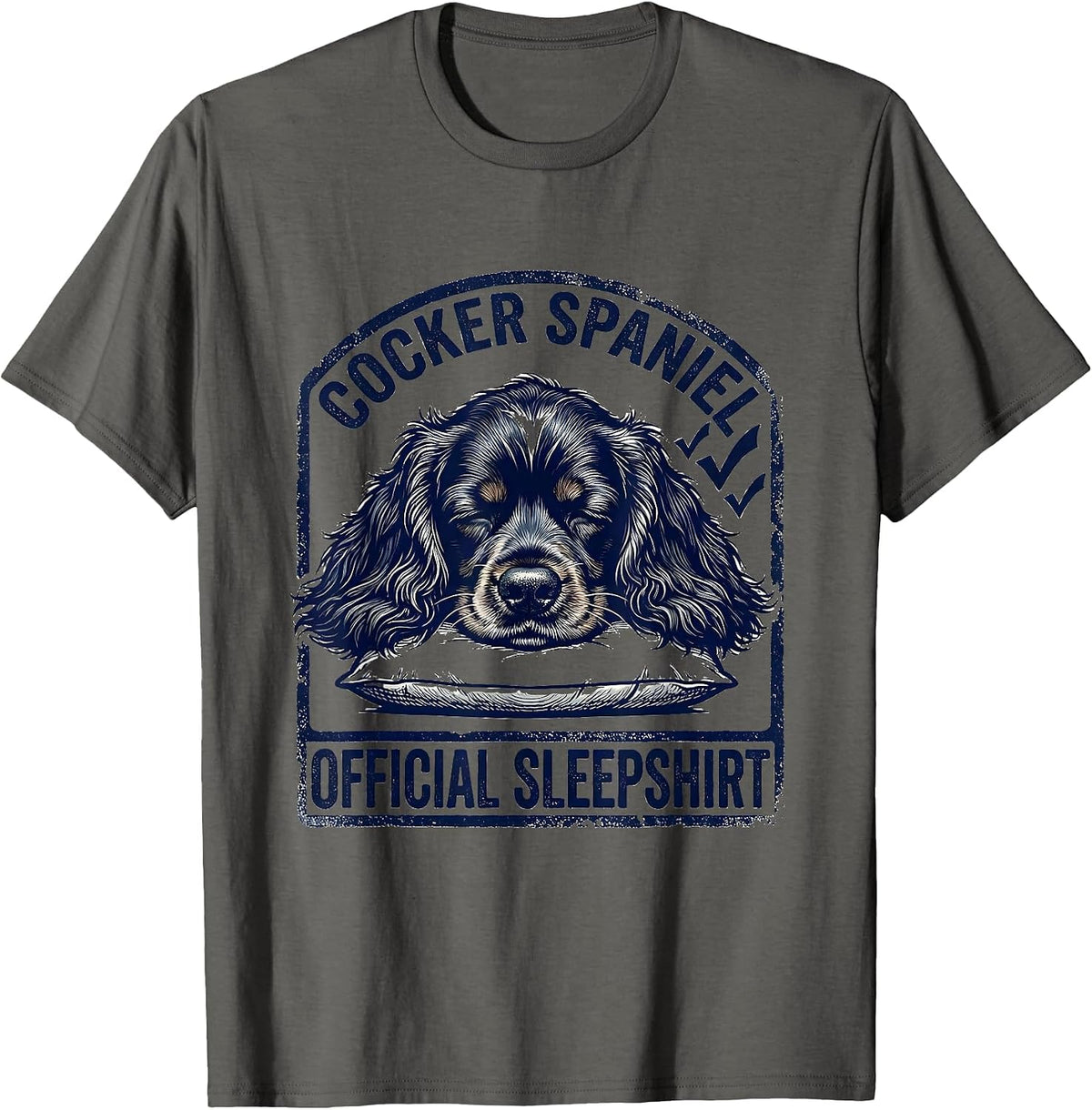 Cocker Spaniel Official Sleepshirt Rubber Stamp Dog Lover T-Shirt - Asphalt Grey
