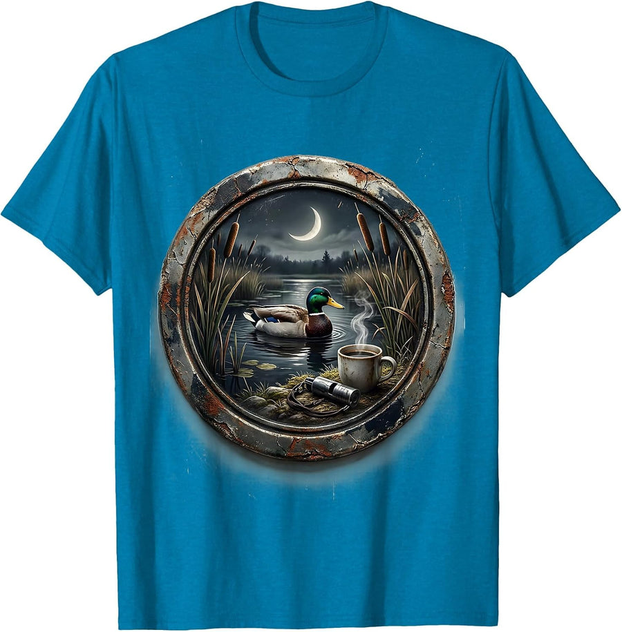 Distressed Duck Hunting Badge Hunting Dad Gift T-Shirt - Sapphire Blue