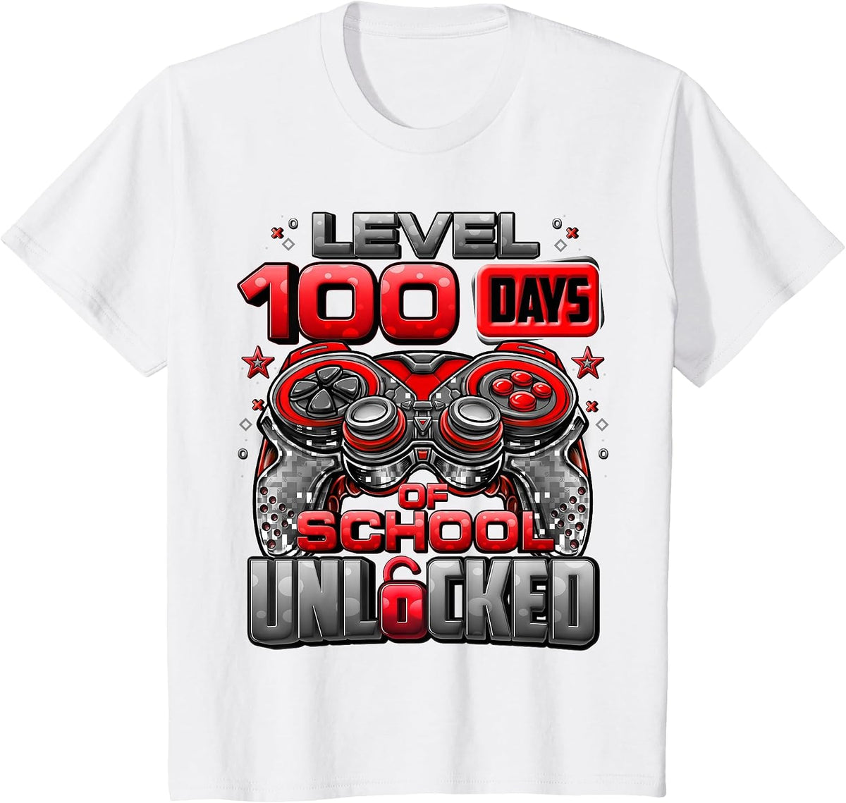 Level 100 Days of School Unlocked Boys 100th Day of School T-Shirt - White