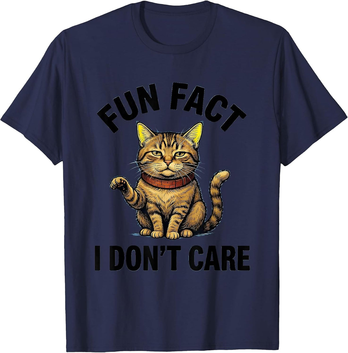 Men's Fun Fact I Don't Care Sarcastic Humor Design T-Shirt - Navy Blue