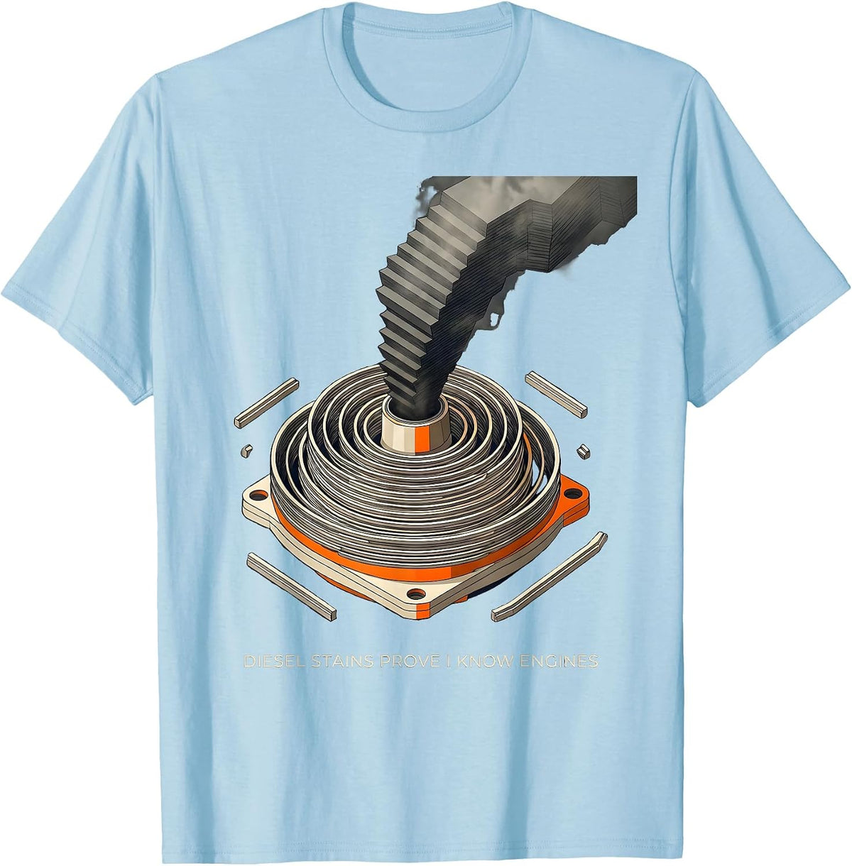 Men's Diesel Stains Prove I Know Engines Funny Diesel Mechanic T-Shirt - Baby Blue