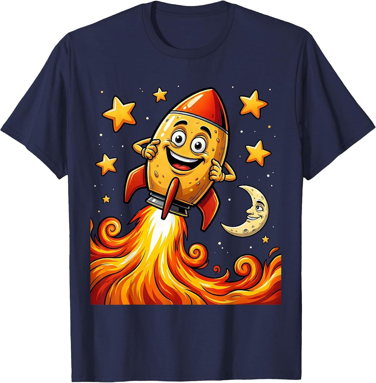 Men's Taco Riding Rocket Ship Through Outer Space T-Shirt - Navy Blue