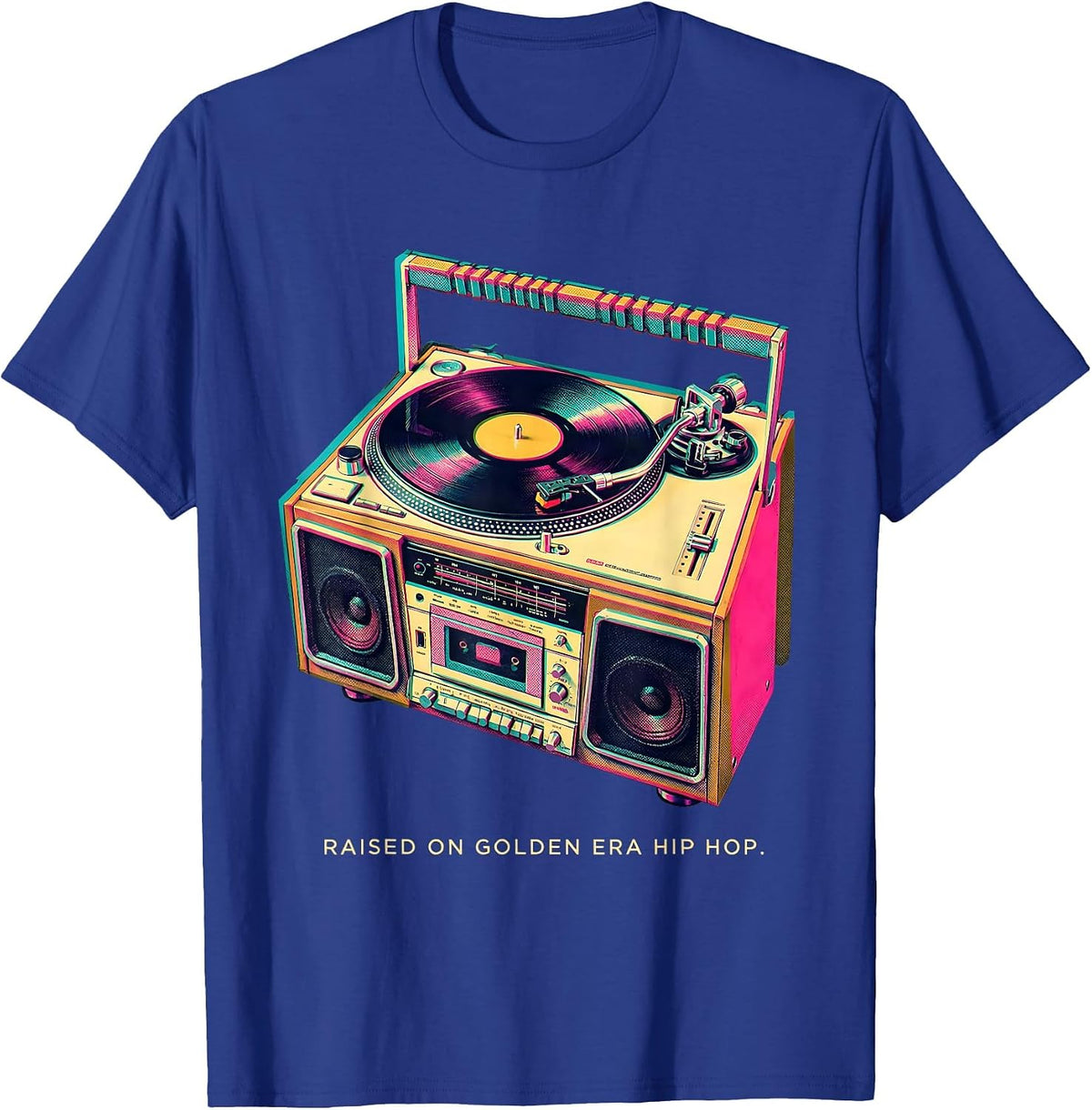 Raised On Golden Era Hip Hop Nostalgic Streetwear Retro Rap T-Shirt - Royal Blue