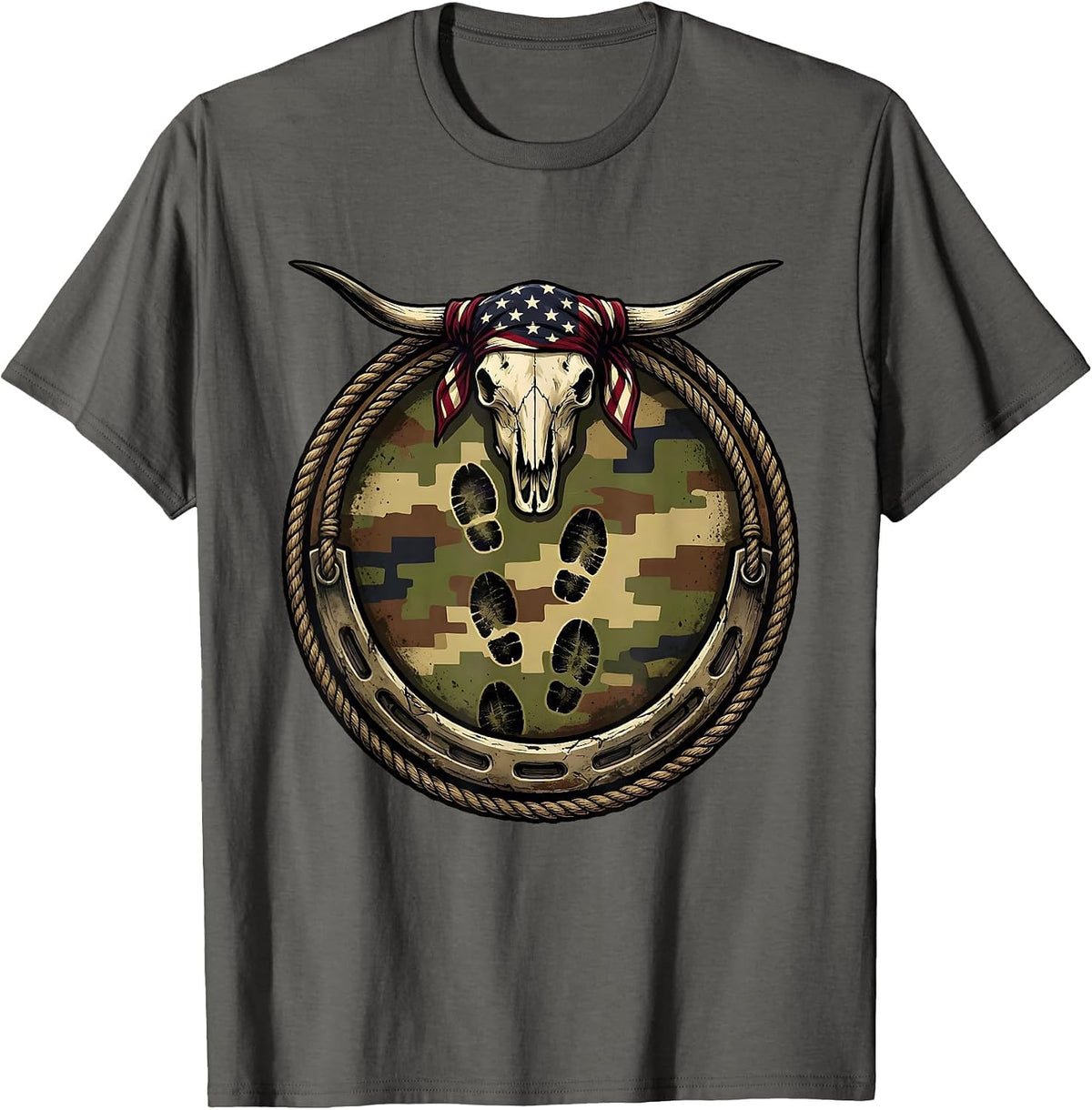 Duck Footprints Camo Hunting Graphic Tee T-Shirt - Asphalt Grey