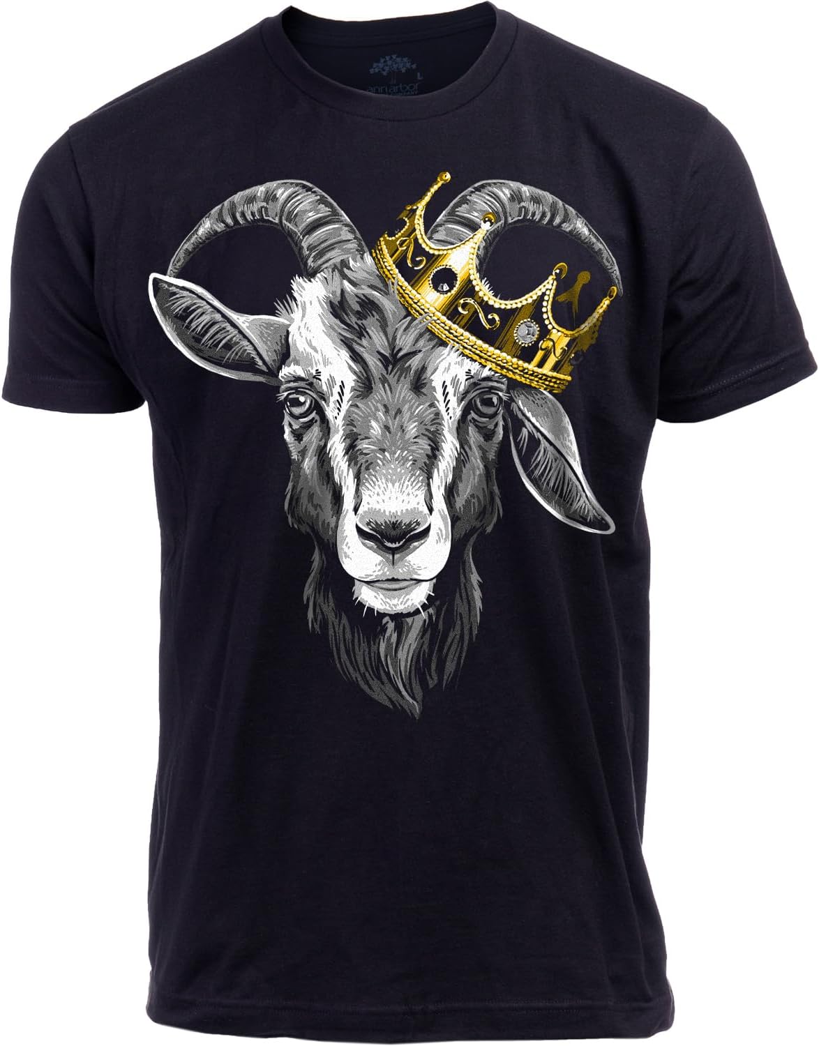 G.O.A.T. | Greatest of All Time Champion Tee Shirt, Goat Fantasy Sports Champ Joke Humor T-Shirt for Men Women - Crown Goat