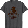 Country Girl Cowgirl Silhouette Wheat Western T-Shirt - Dark Heather Grey