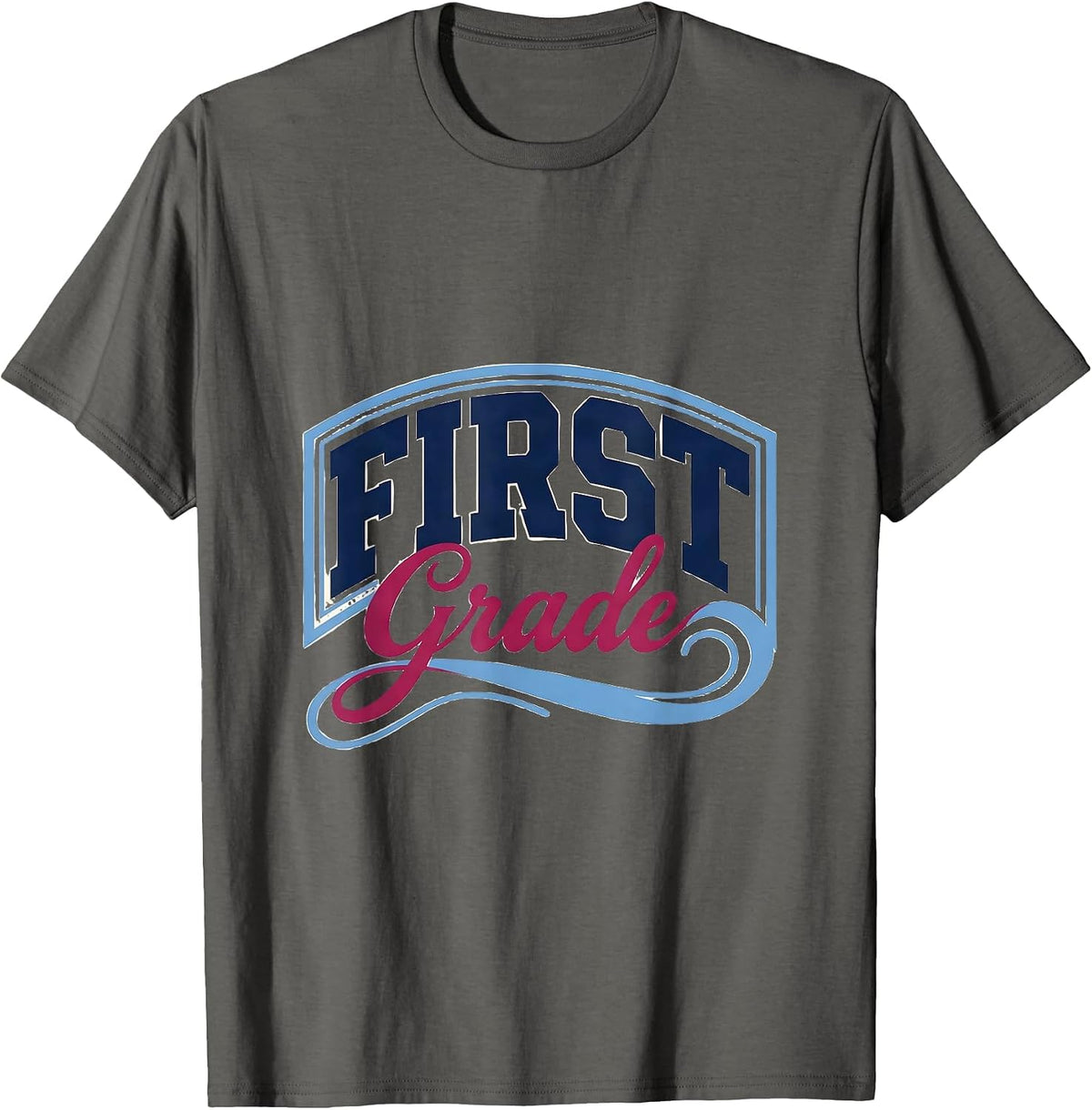 First Grade Preppy Elementary Teacher Back To School Girls T-Shirt - Asphalt Grey
