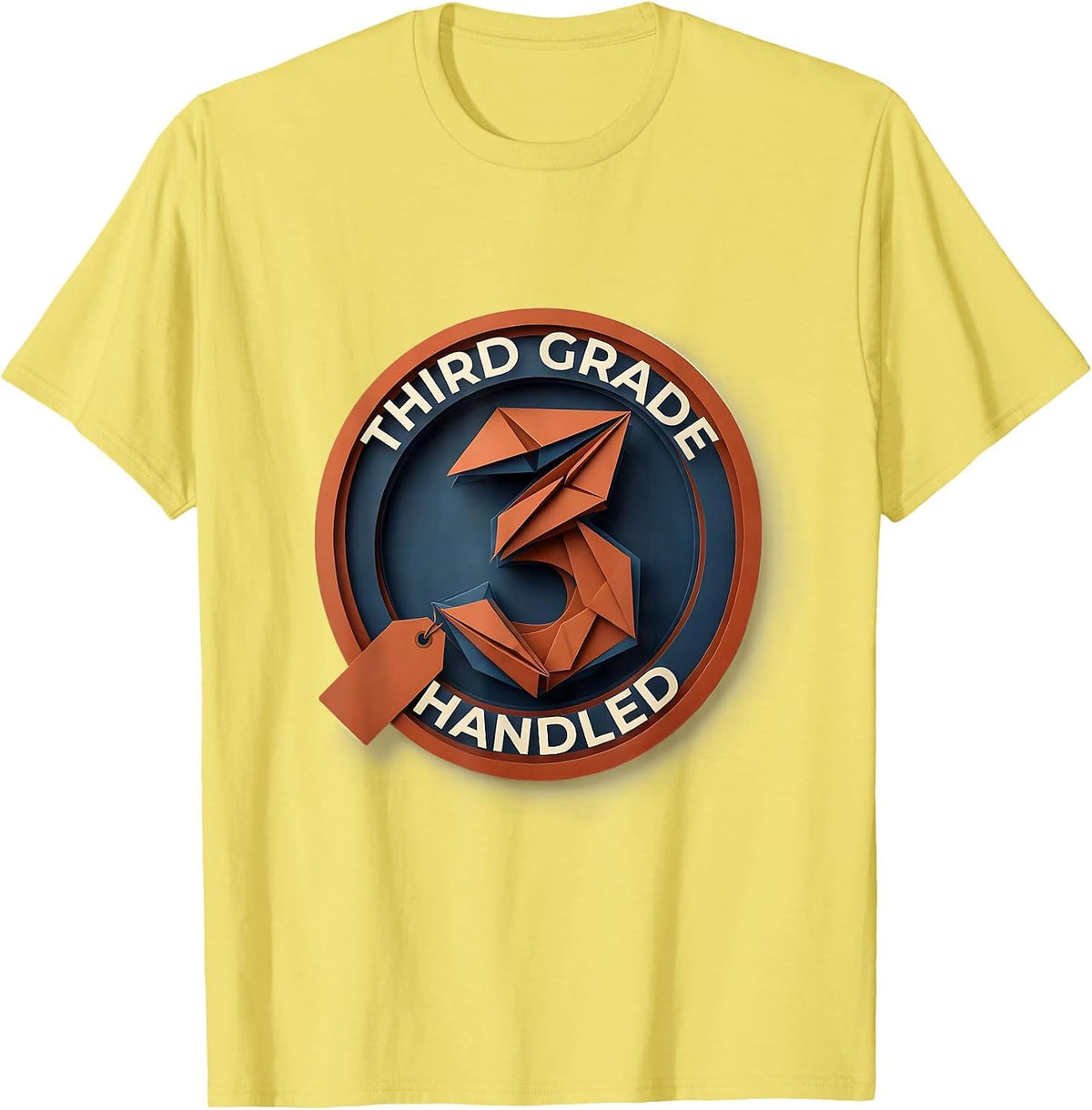 Men's Third Grade Handled Playful Back To School Teacher Kids T-Shirt - Lemon Yellow