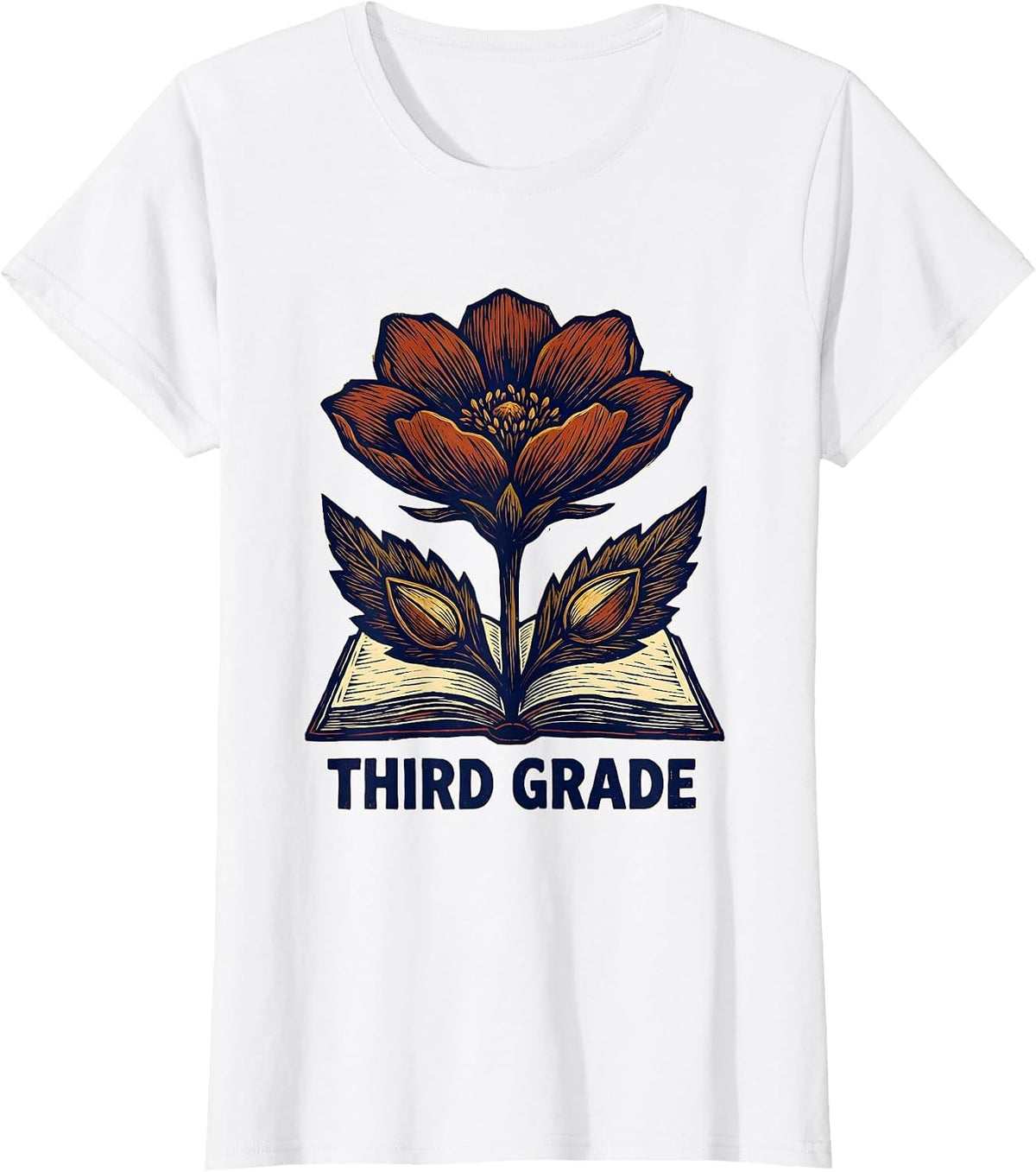 Third Grade Wildflower Floral Back To School Teacher Gift T-Shirt - White