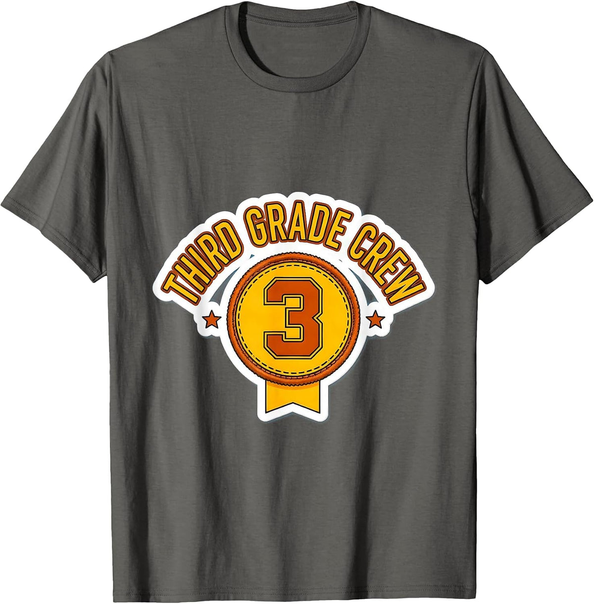 Men's Third Grade Crew Playful Back To School Teacher Student T-Shirt - Asphalt Grey
