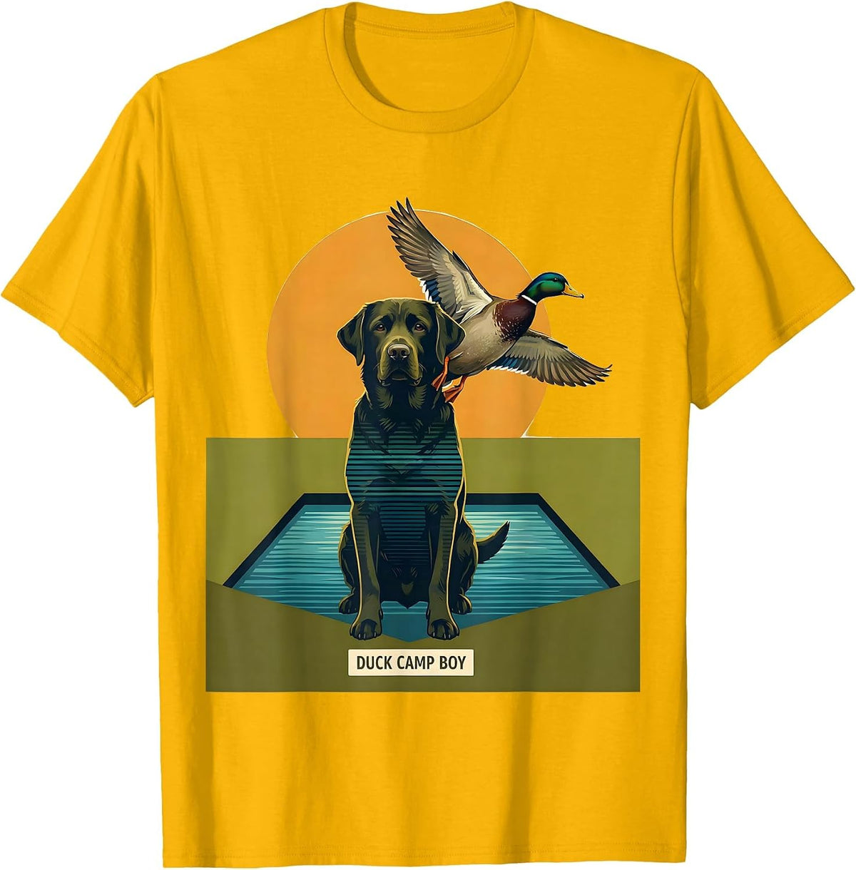 Duck Camp Boy Vintage Labrador Hunting Dog Waterfowl T-Shirt - Golden Yellow