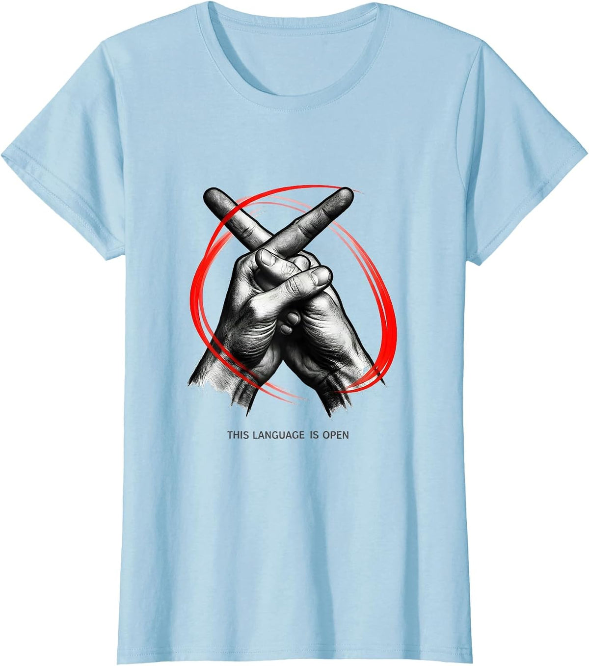 This Language Is Open ASL Sign Language Teacher Gift T-Shirt - Baby Blue